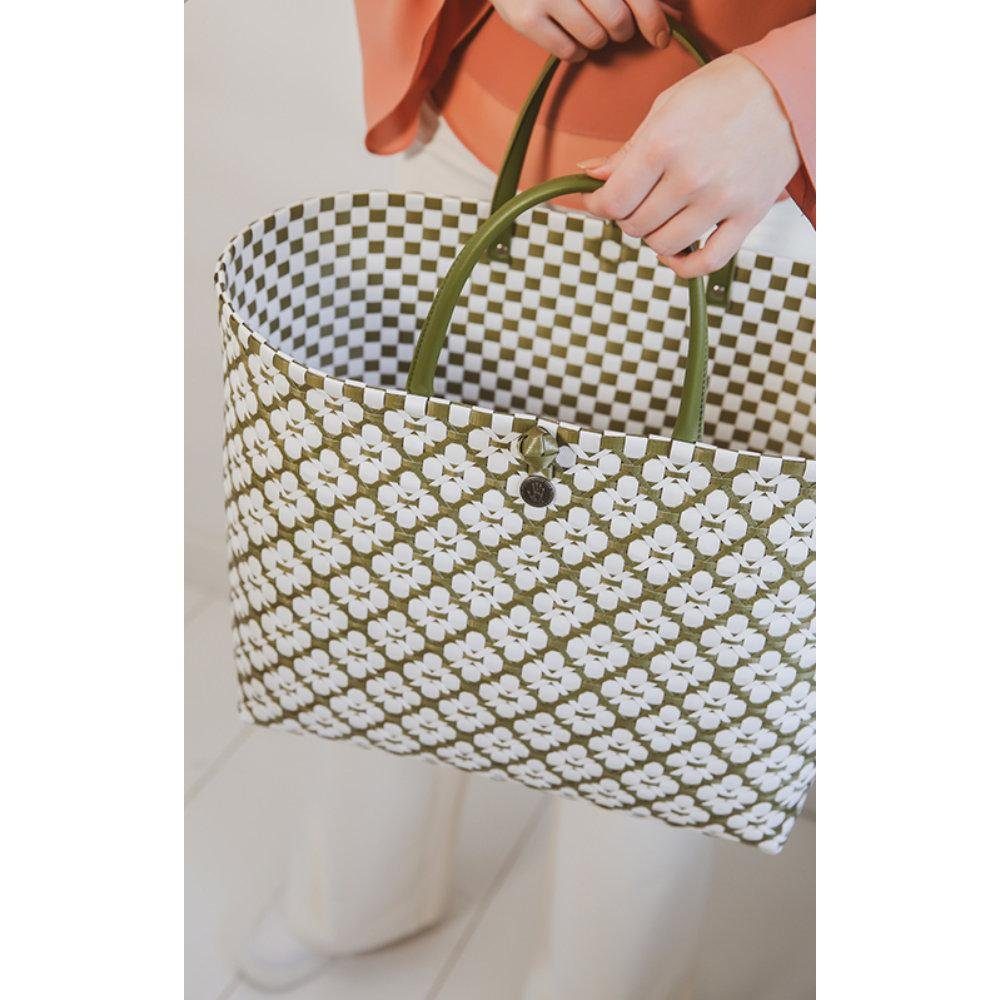 Bag By By Olive Einkaufskorb Handed Handed Pattern Motif With White Shopper