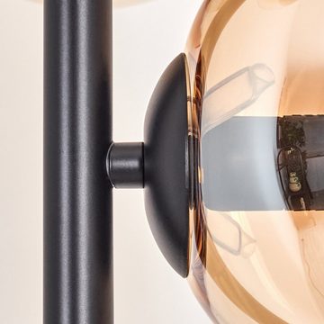 hofstein Stehlampe Stehlampe aus Metall/Glas in Schwarz/Bernsteinfarben/Klar, ohne Leuchtmittel, Leuchte mit Glasschirmen (15cm),Schalter, 4 x E14, ohne Leuchtmittel