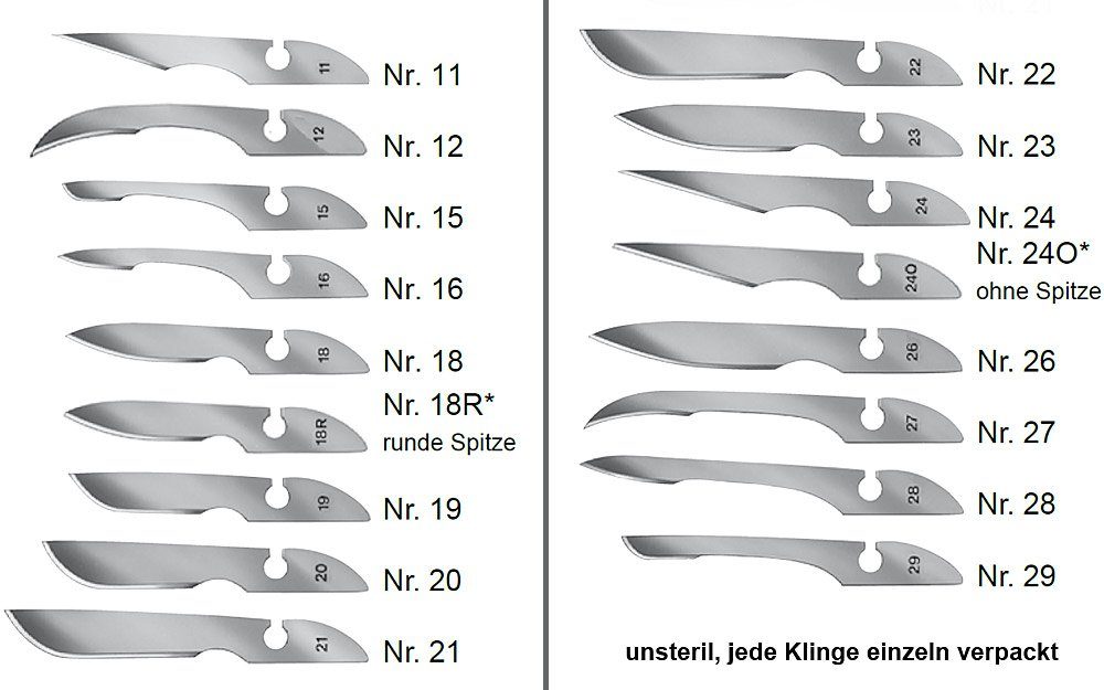 Rasierklingen 12 Bayha Bayha Skalpellklingen, unsteril, verpackt Klingen einzeln