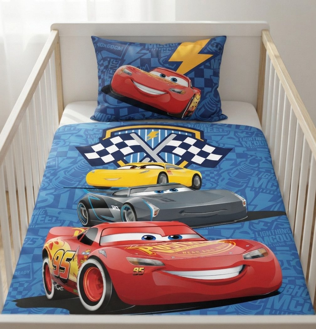 BrandMac Babybettwäsche Cars Racing Crew Baby Bettwäsche Set 2 tlg 100 x 135 cm 100% Baumwolle, 2 teilig, Langlebig