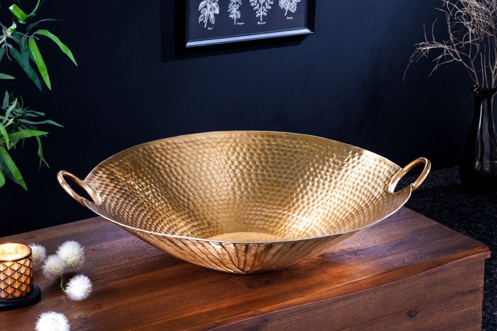 riess-ambiente Dekoschale ORIENT 55cm gold (Einzelartikel, 1 St), Wohnzimmer · Accessoires · Schlüssel · Hammerschlag · Handmade · Boho