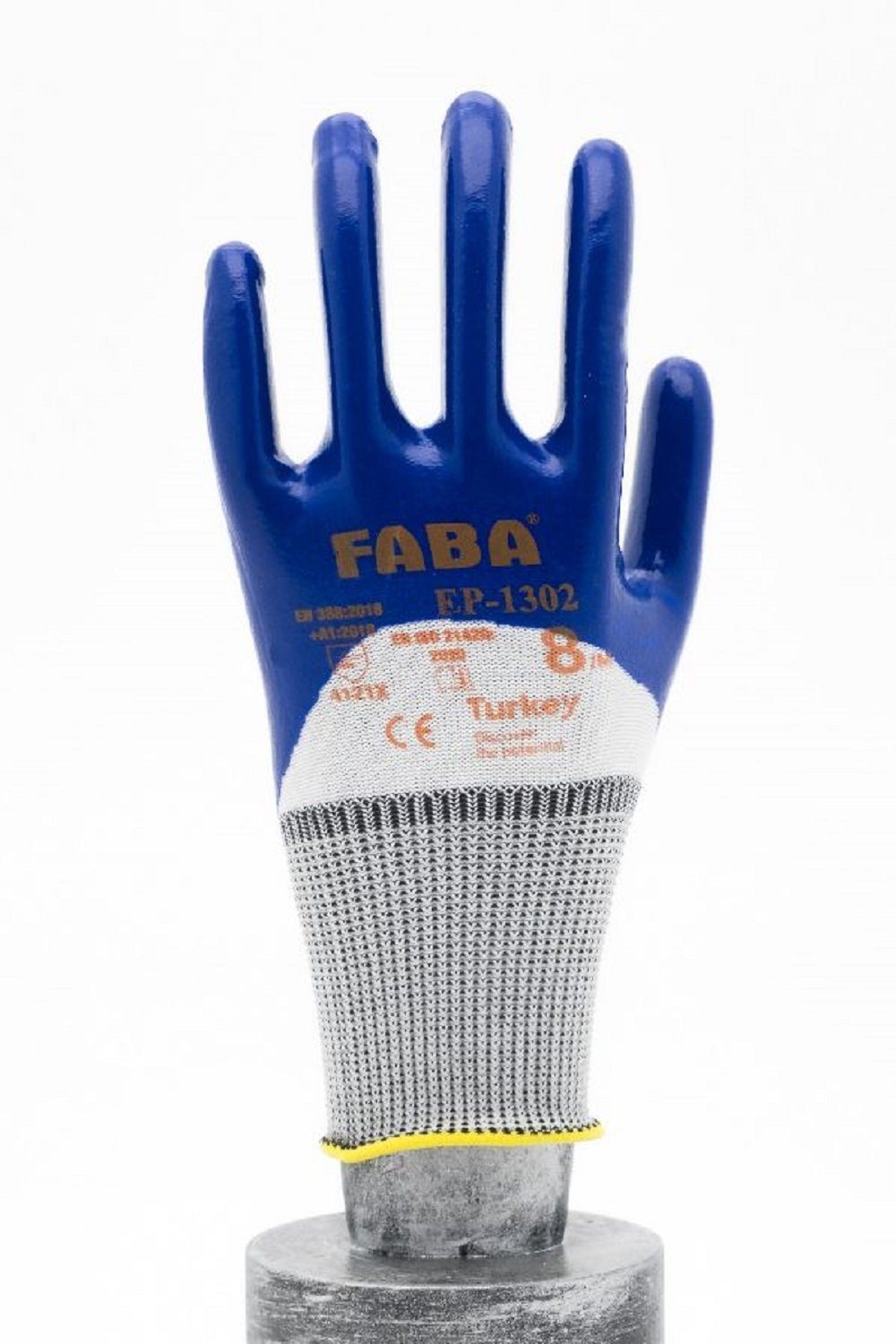 EP-1302 Handschuhe Poleyester Beschichtung Faba Sicherheits-Handschuhe Strickhandschuhe 4 / EN388 Nitrilbeschichtete Arbeitshandschuh-Set 3 HALAT Arbeitshandschuhe