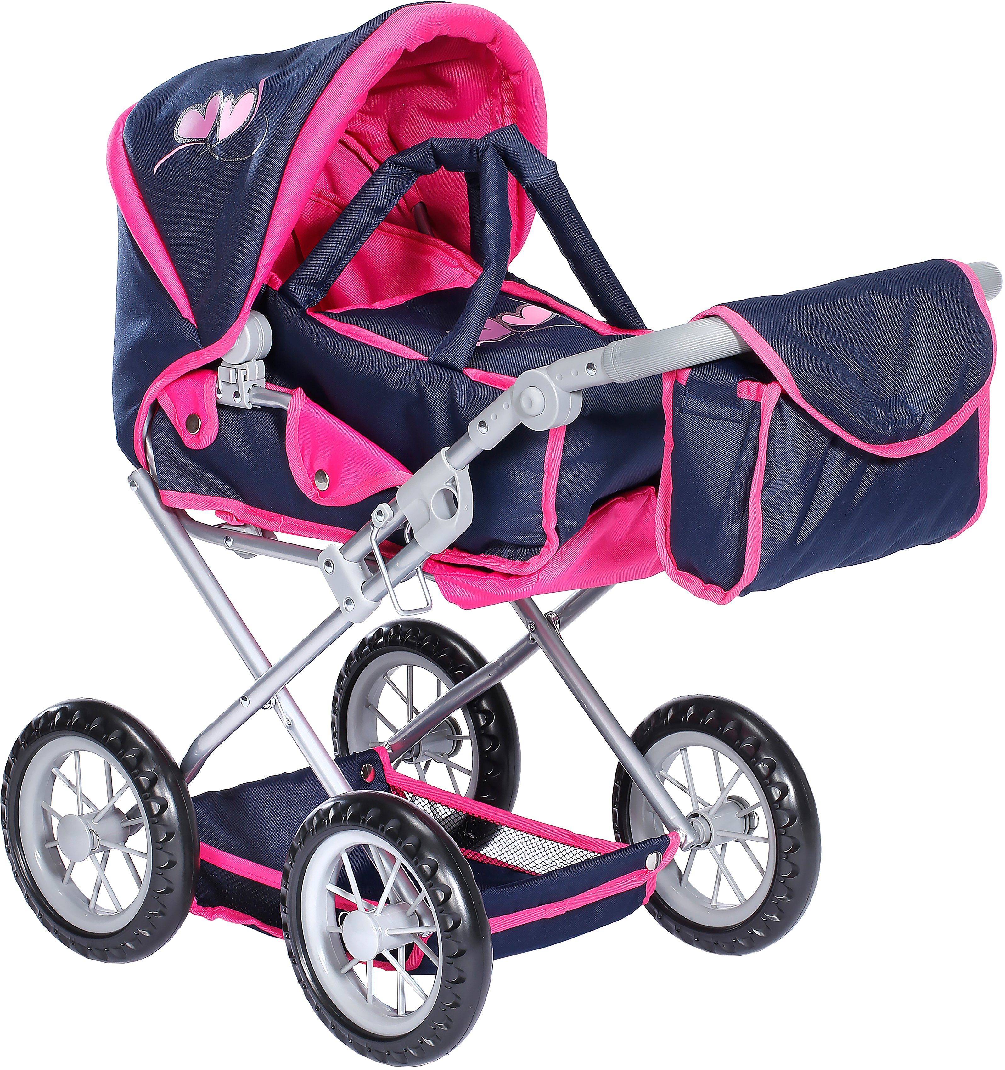 Knorrtoys® Kombi-Puppenwagen »Ruby - Flying Hearts«, mit Wickeltasche