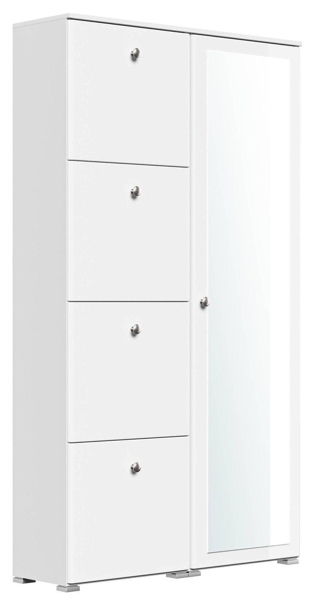 Magnolia Home Garderoben-Set Schuhschrank Spiegel Comfort 4 Klappen 32 Paar 105x187 cm Weiss-Weiss