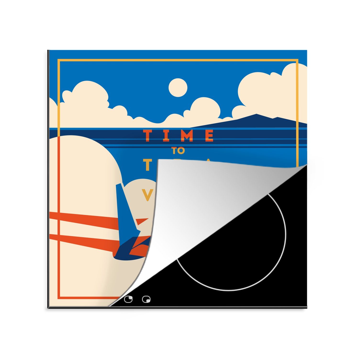 MuchoWow Herdblende-/Abdeckplatte Flugzeug - Urlaub - Zitate, Vinyl, (1 tlg), 78x78 cm, Ceranfeldabdeckung, Arbeitsplatte für küche