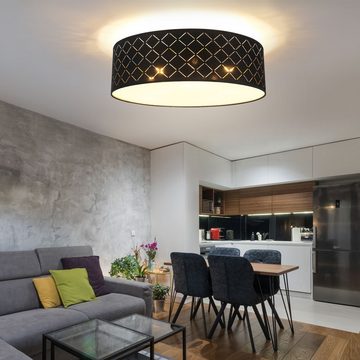 etc-shop LED Deckenleuchte, Leuchtmittel inklusive, Warmweiß, Design Decken Leuchte Wohn Ess Zimmer Textil Schirm Lampe