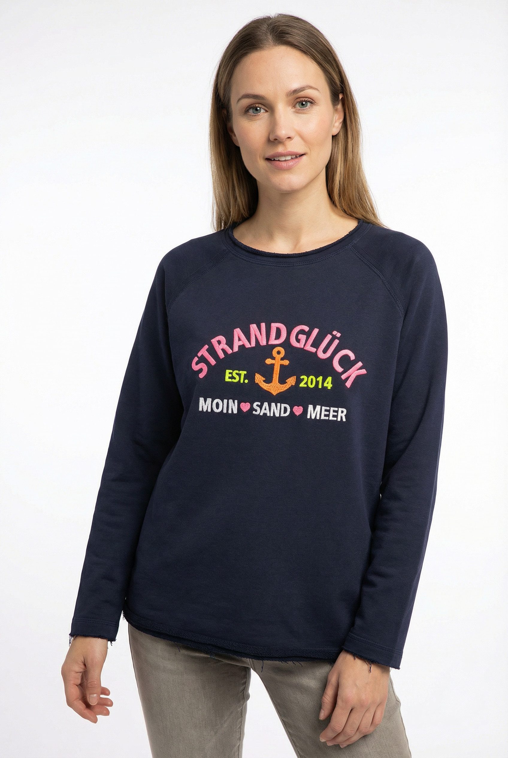 Zwillingsherz Sweatshirt "Strandglück" mit Used-Look Kanten