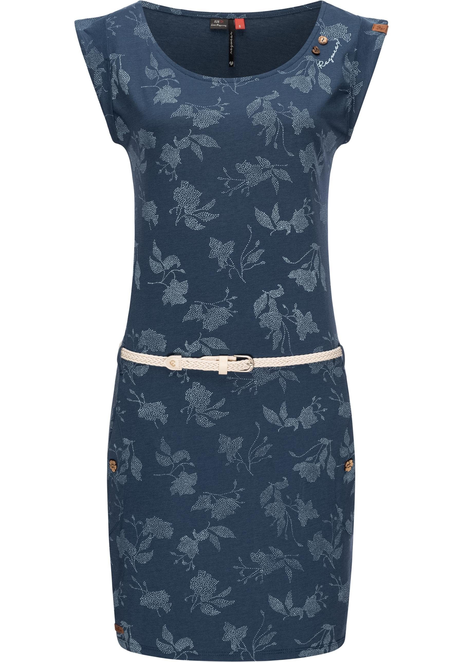 Ragwear Shirtkleid Tag Rose Intl. stylisches Sommerkleid mit Print und hochwertigem Gürtel