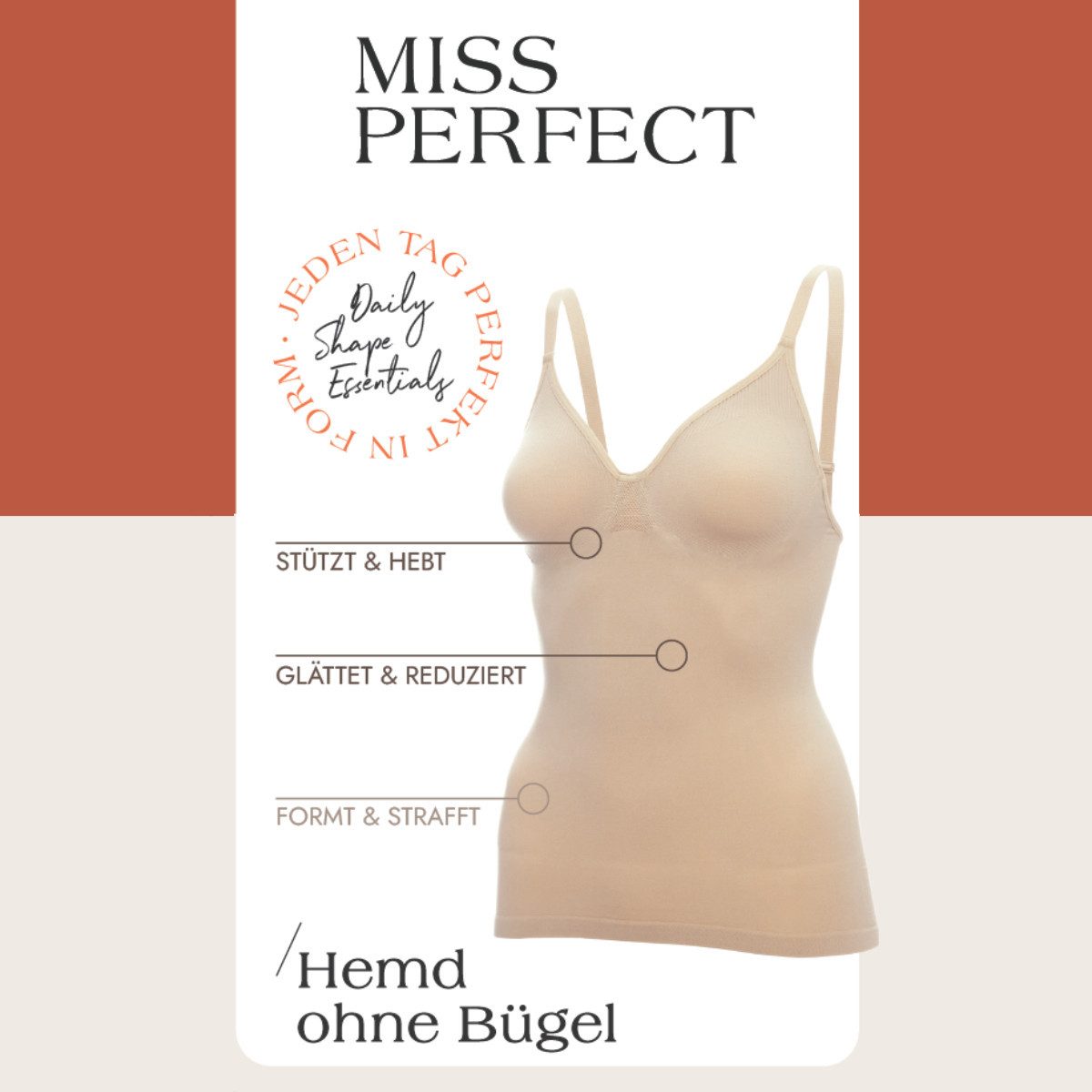 Miss Perfect Shapinghemd 36630 figurformendes und nahtloses Unterhemd mit Multi-Cups ohne Bügel