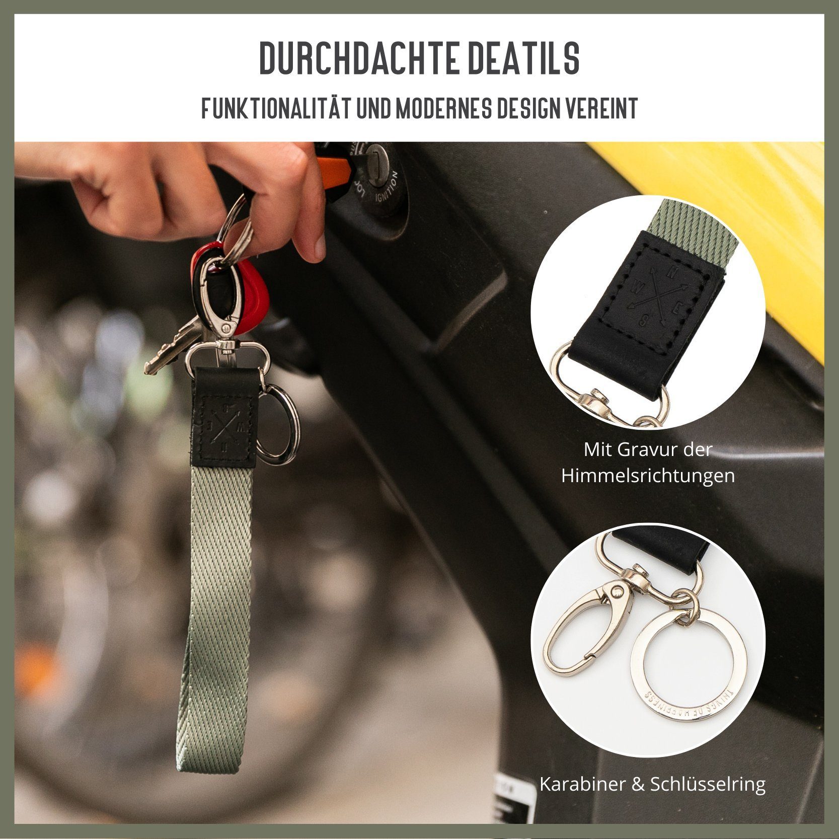 Things of Happiness Schlüsselanhänger Schlüsselband kurz mit Schlüsselring und Karabiner, kurzes Lanyard, Geschenk