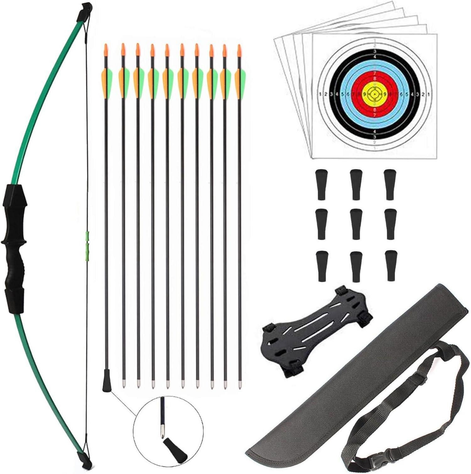 LuxusKollektion Recurvebogen Bogen und Pfeil Kinder Set Jugendbogen Recurve Zielscheibe 15lbs