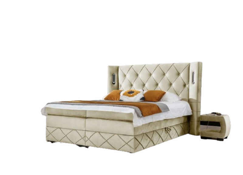 JVmoebel Bett Chesterfield Polsterbett Schlafzimmer Nachttische Luxus Möbel (3-tlg., Bett / 2x Nachttische), Made in Europa