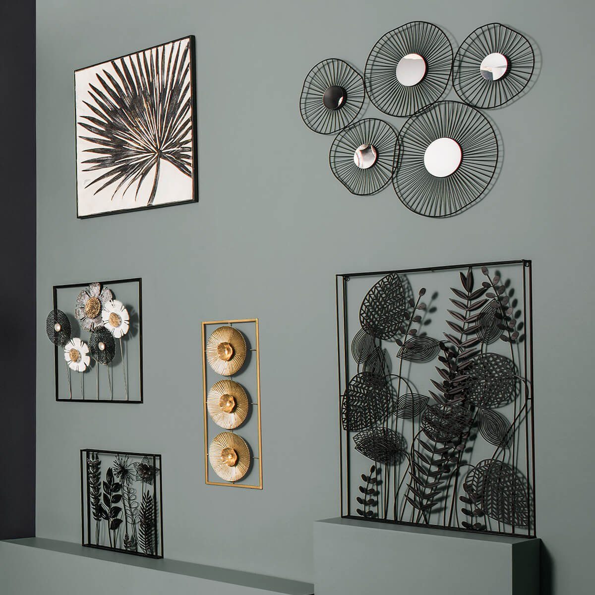 Atmosphera Créateur d'intérieur Wanddekoobjekt Wanddekoration aus Metall FLOWER, 50 x 50 cm (1 Stk., Deko-Objekt)