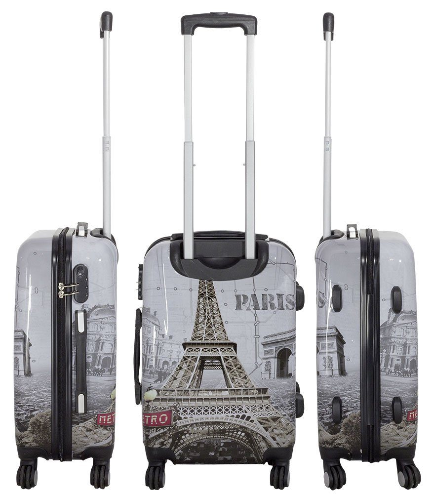 MONOPOL® Kofferset Kofferset 3 tlg. Trolleyset Reisekoffer Hartschale PARIS II