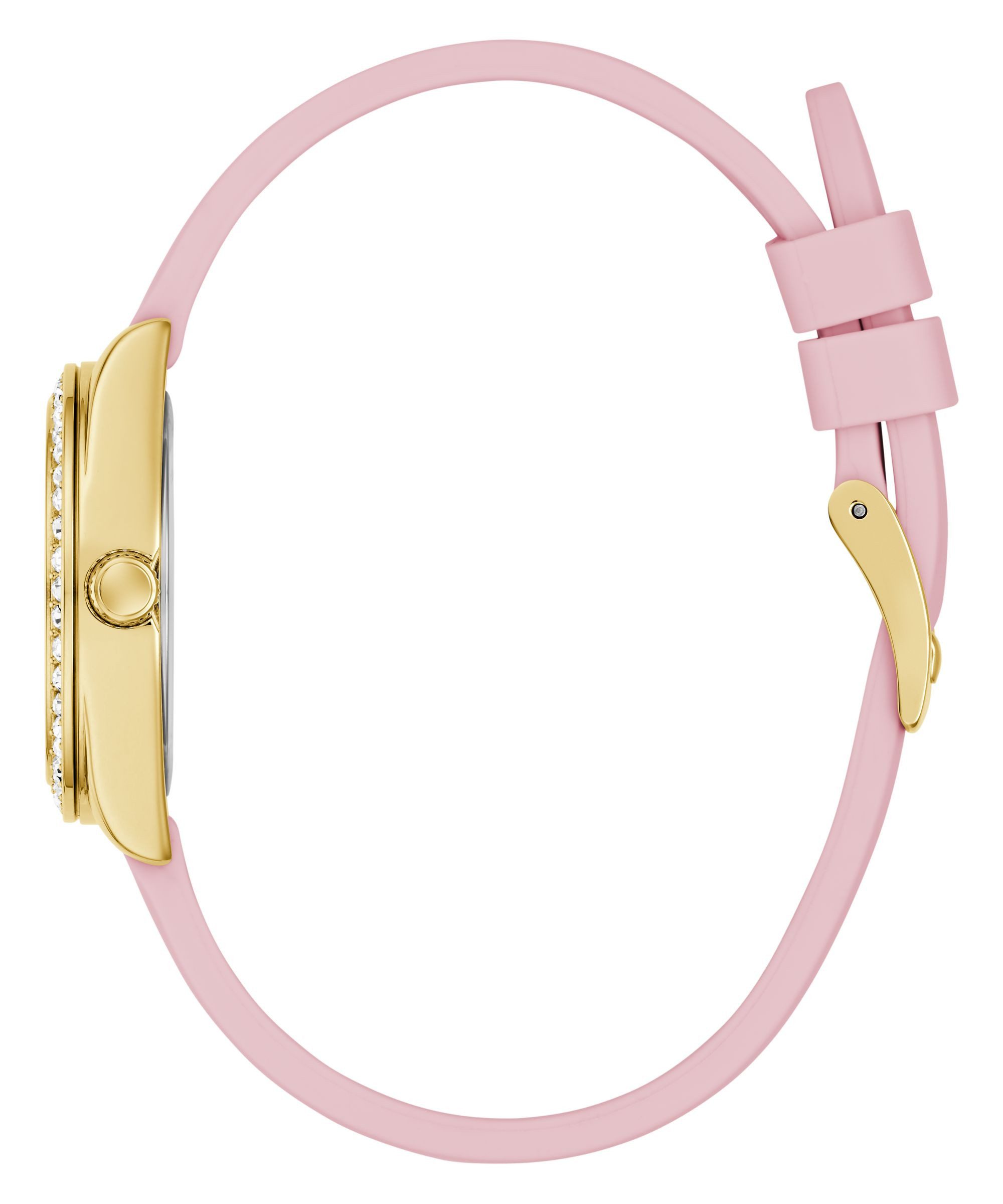 Guess Quarzuhr GUESS-MINI LUNA GLITZ GW1000L2, Armbanduhr, Damenuhr, Silikonarmband, analog