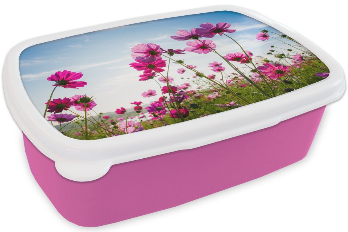 Lunchbox Mädchen, Kunststoff Rosa Kunststoff, Kinder, Cosmea, Snackbox, Brotdose Brotbox für - (2-tlg), MuchoWow Blumen - Erwachsene,