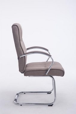 TPFLiving Besucherstuhl Basket Two mit hochwertig gepolsterter Sitzfläche - Konferenzstuhl (Küchenstuhl - Esszimmerstuhl - Wohnzimmerstuhl), Gestell: Metall chrom - Sitzfläche: Stoff taupe