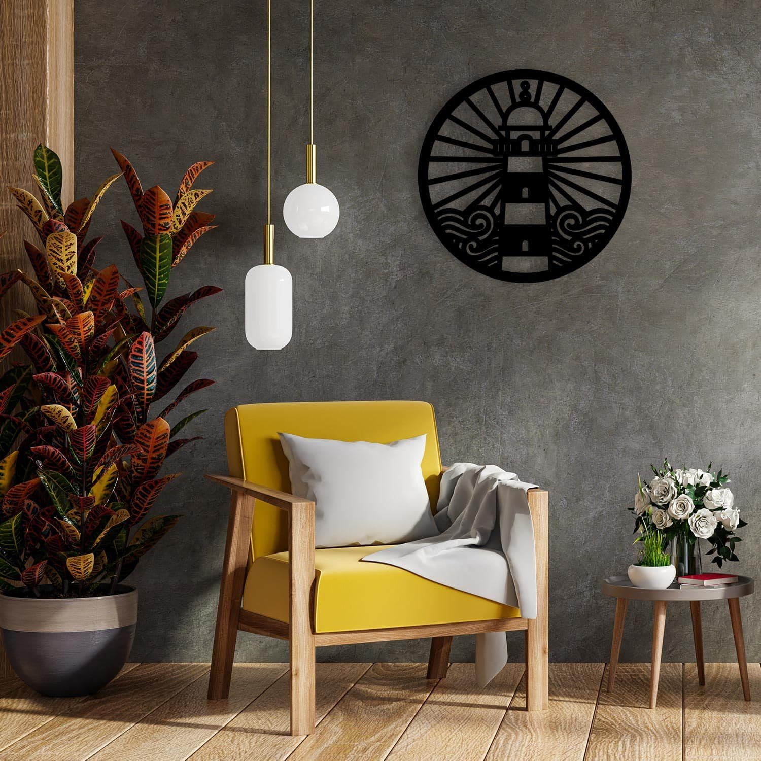 Namofactur 3D-Wandtattoo Leuchtturm im Holzreifen Wanddeko Hoop maritim Wandbild, Holz Leuchtturm Kreis maritime Wandgestaltung Nordsee / Ostsee Fans