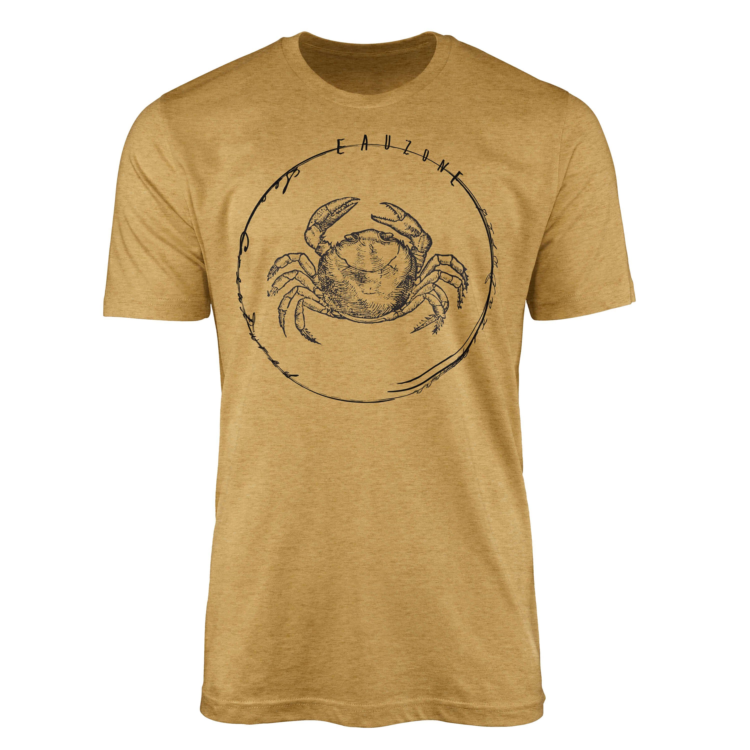 Sinus Art T-Shirt T-Shirt Tiefsee Fische - Serie: Sea Creatures, feine Struktur und sportlicher Schnitt / Sea 044 Antique Gold