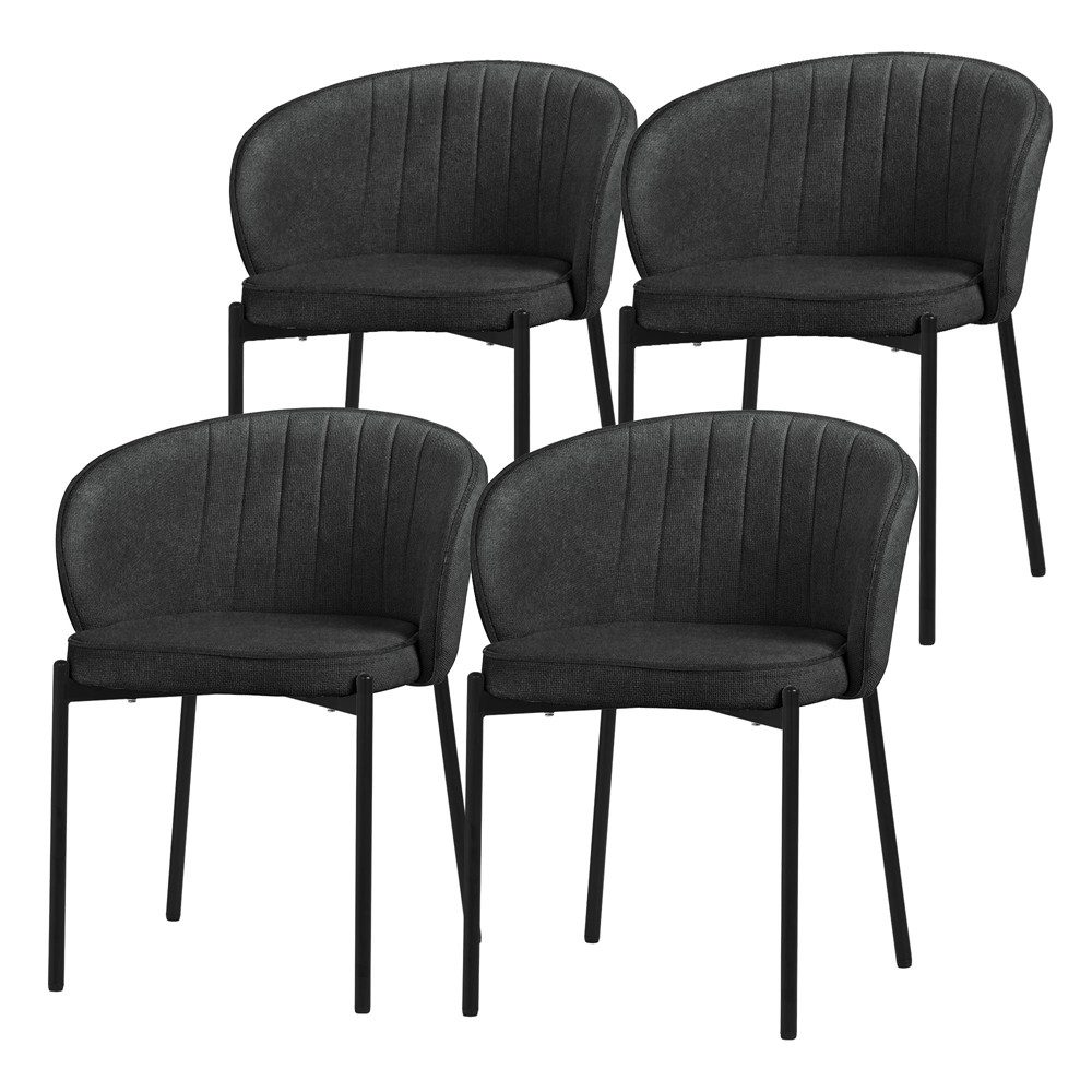 ML-DESIGN Polsterstuhl Esszimmerstühle mit Armlehne & Rückenlehne Ergonomische moderne Design (4 St), Armlehnstuhl mit Metallbeine 4er Set Anthrazit Lounge Sessel bis 120kg