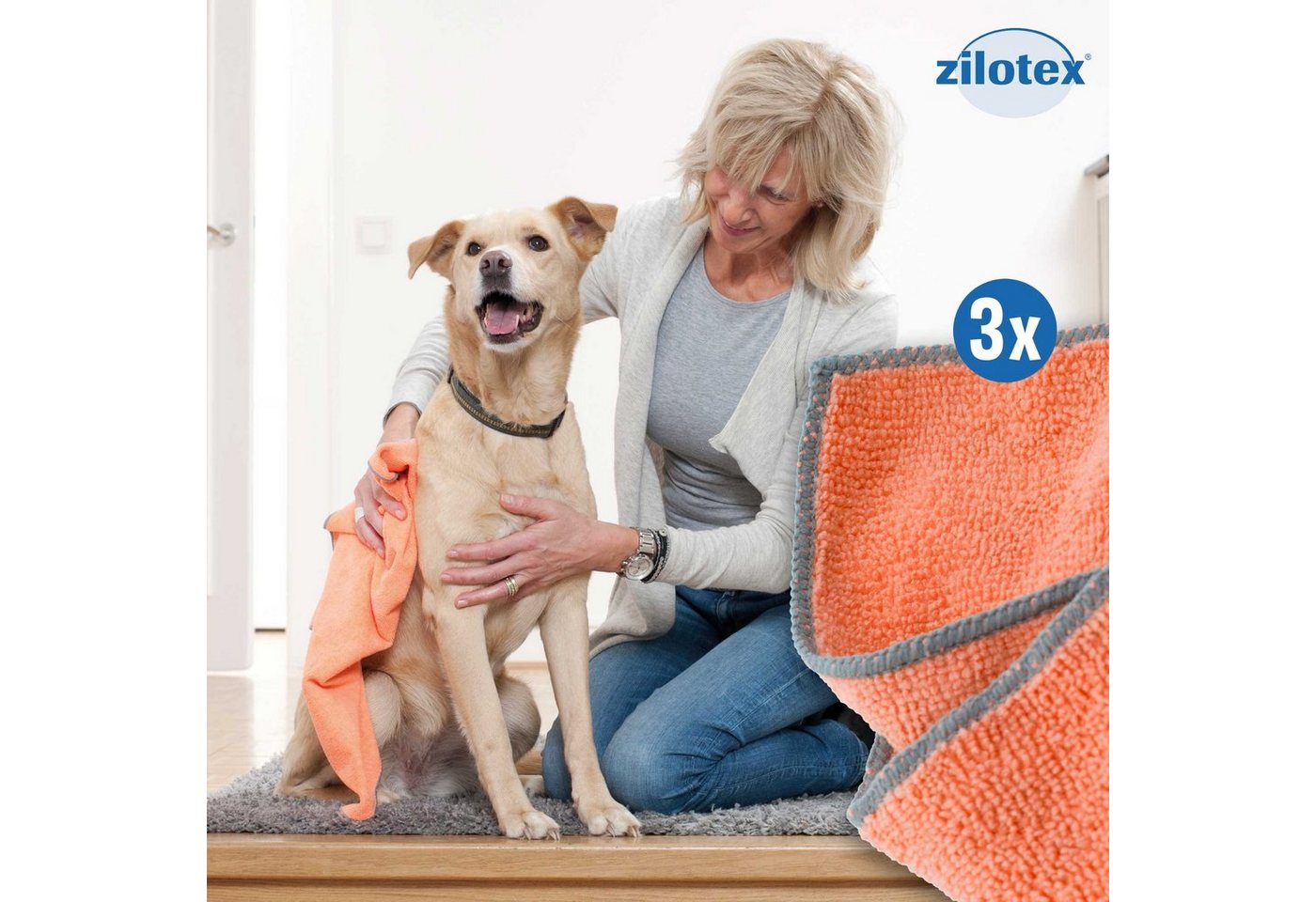 Thumbnail - Zilotex Tier-Schondecke Doggy Blanket Trockentuch 3 Stück, Antibakterielles Mikrofasertuch