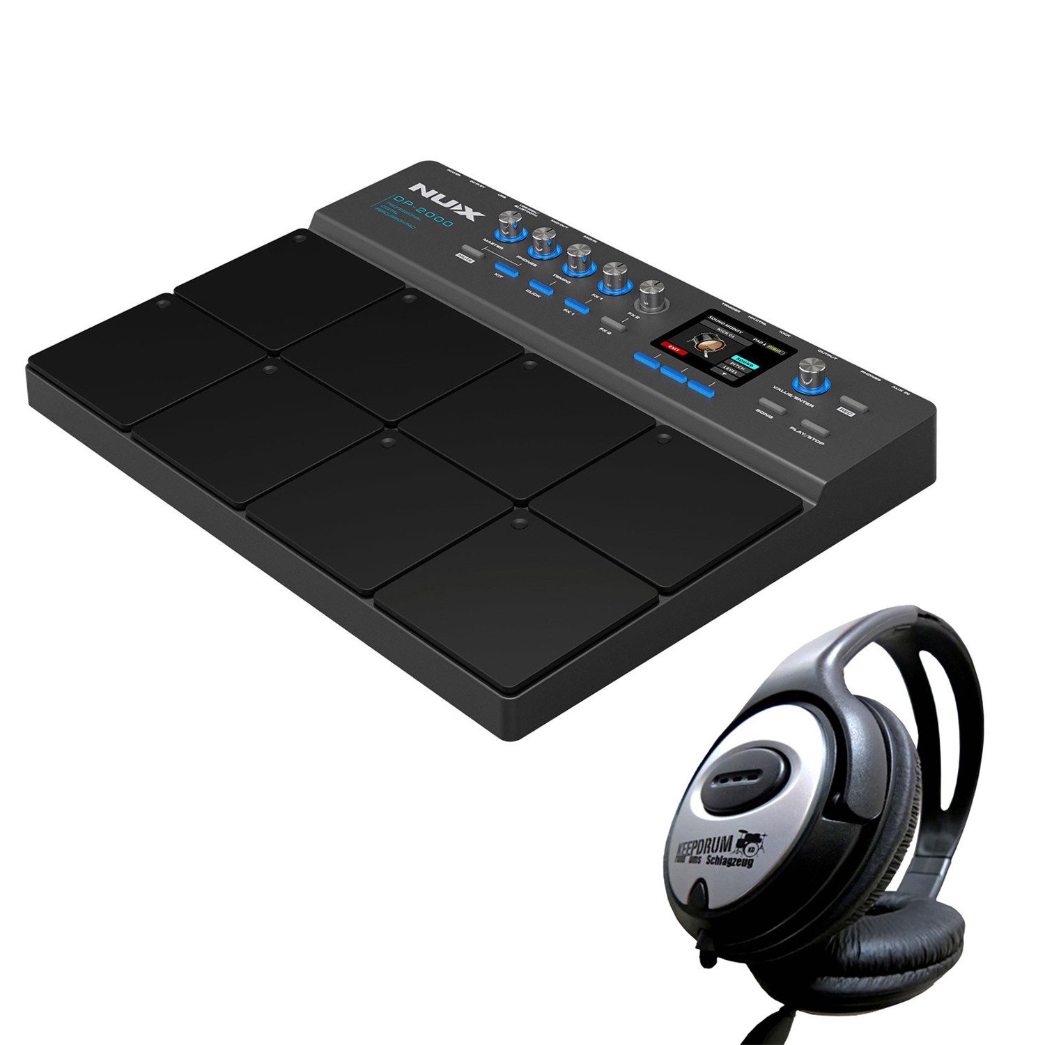 E-Drum Nux Percussion Pad DP-2000 E-Drum mit Kopfhörer