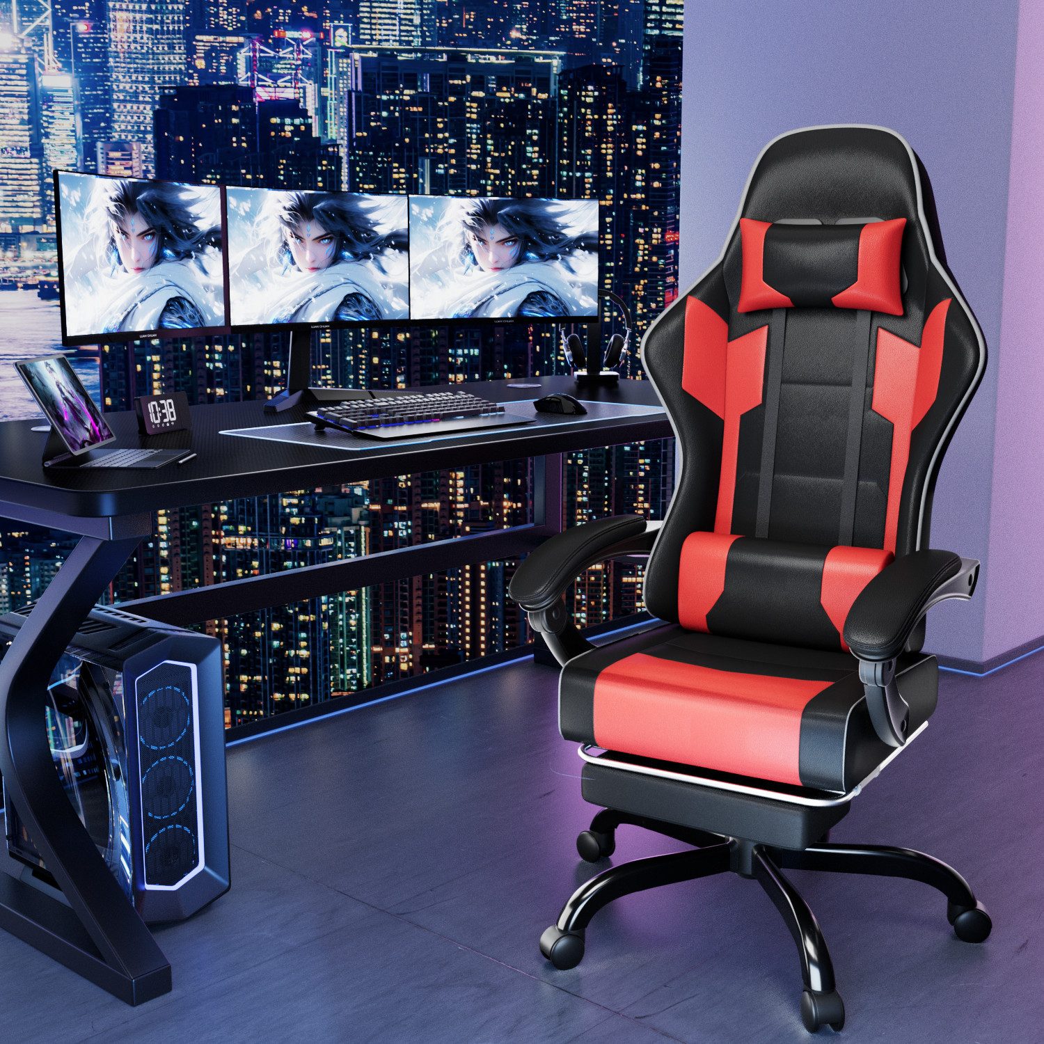 HOMALL Gaming-Stuhl Bürostuhl mit Massagefunktion, Fußstütze, günstig online kaufen