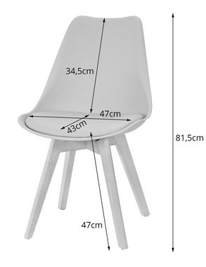 Home Collective Esszimmerstuhl Stuhl in insgesamt 11 Farben, Wohnzimmerstuhl, bequem und stabil (1 St), Schalenstuhl, 1x grau mit Vollholzbeinen in schwarz
