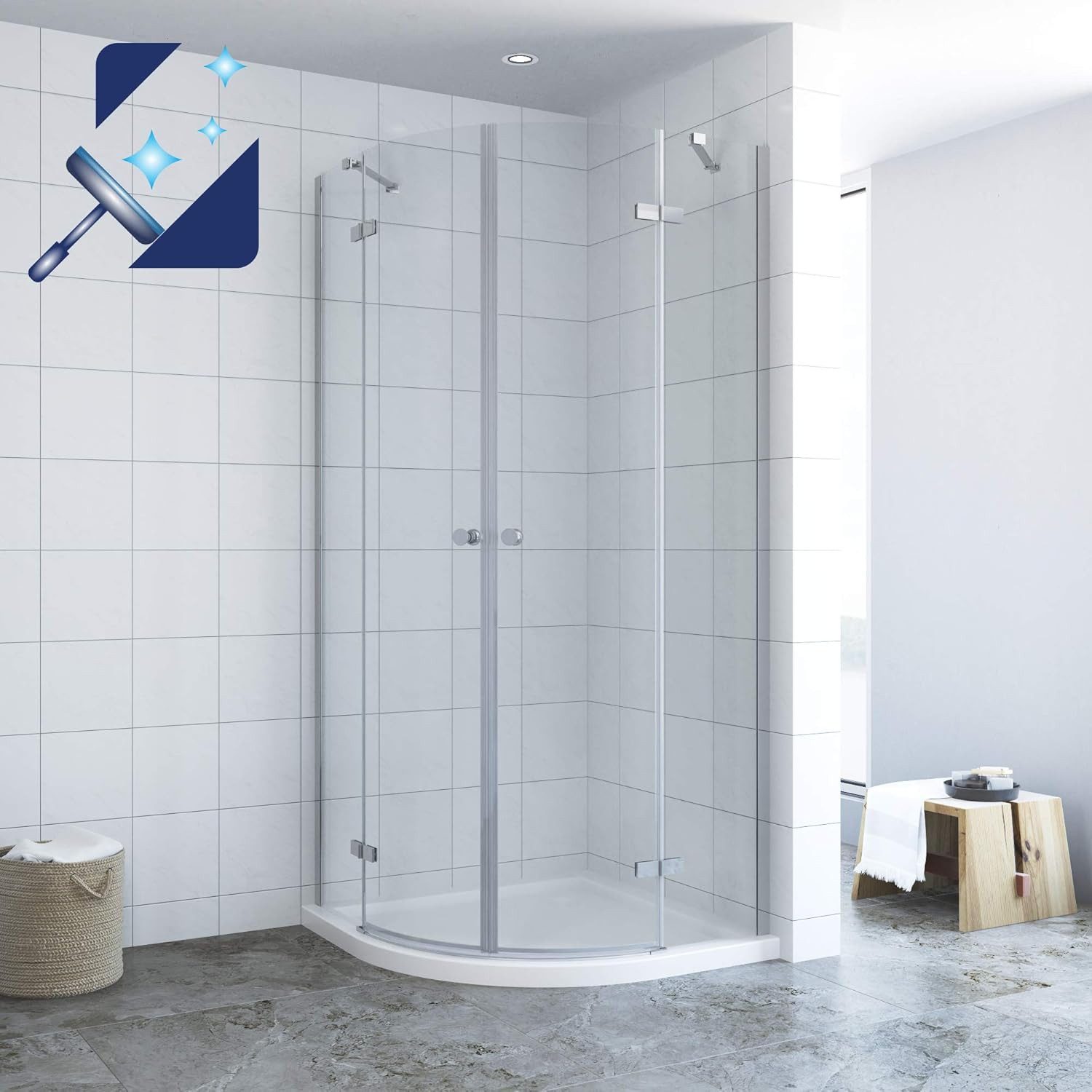 AQUABATOS Runddusche Viertelkreis Duschkabine Schwarz 80x80 günstig online kaufen