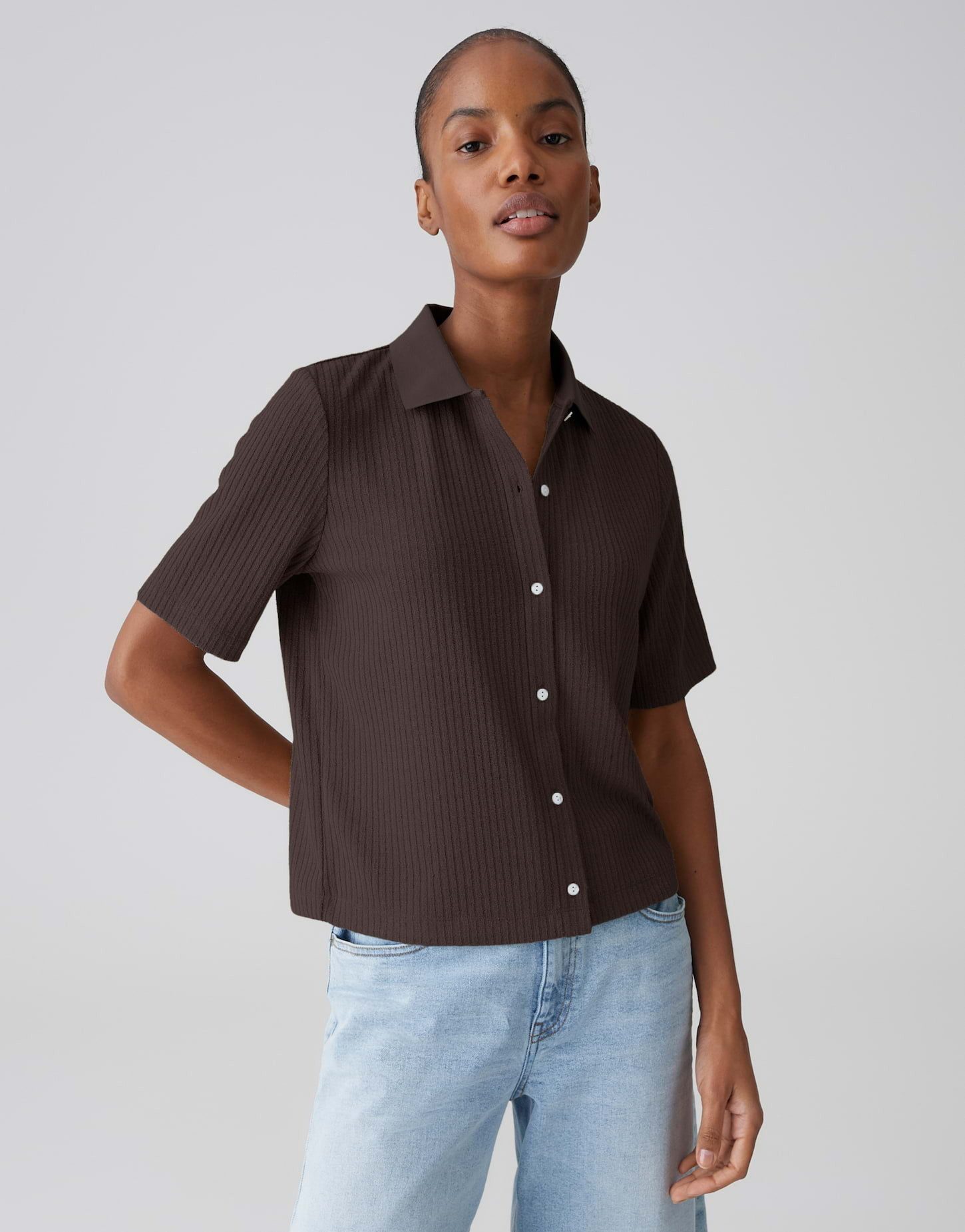 OPUS Poloshirt Poloshirt mit dezenter Rippstruktur Lockerer Schnitt, Knopfleiste, Polokragen