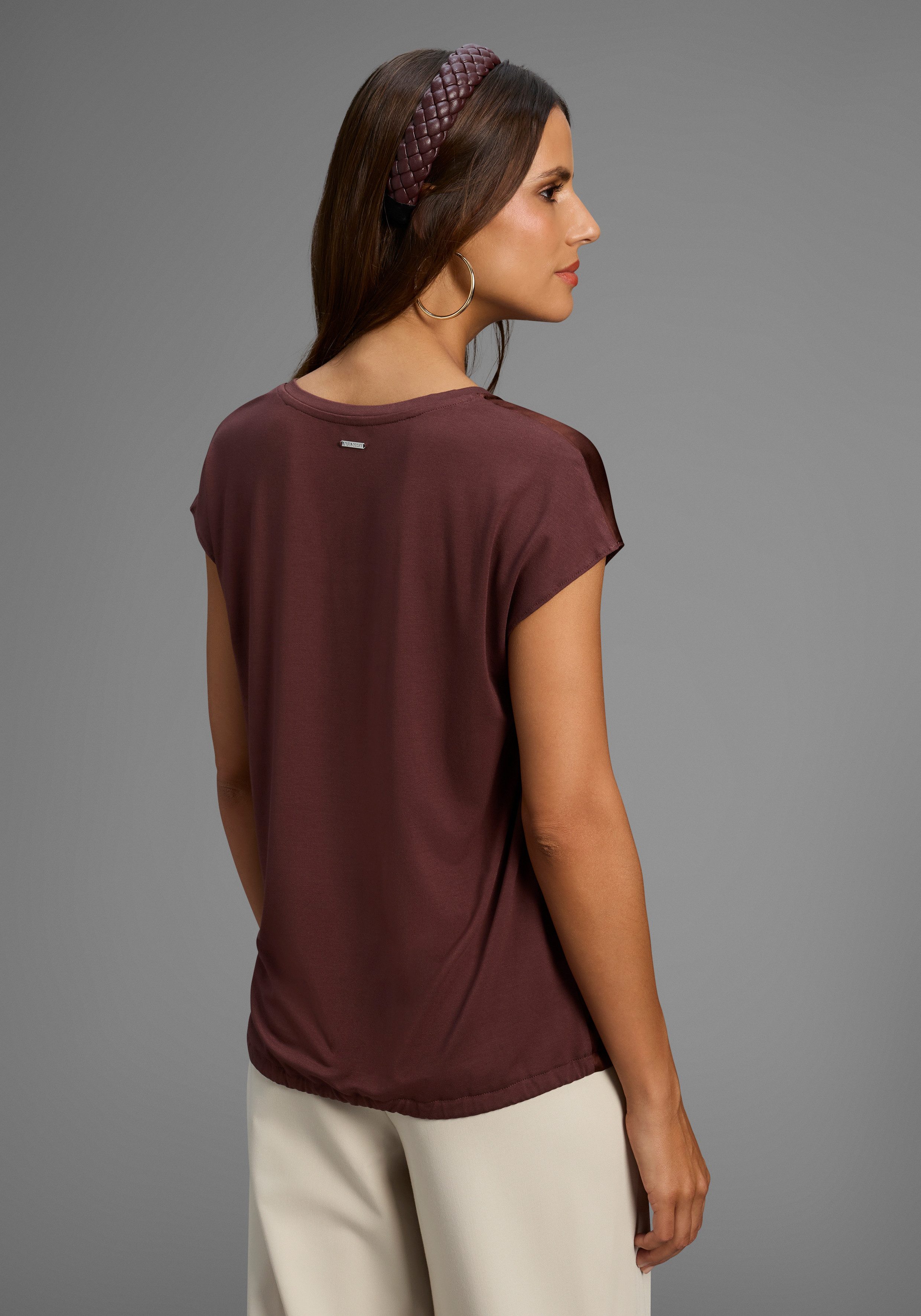 Laura Scott Shirtbluse Satin-Bluse mit Jersey-Rückenteil günstig online kaufen