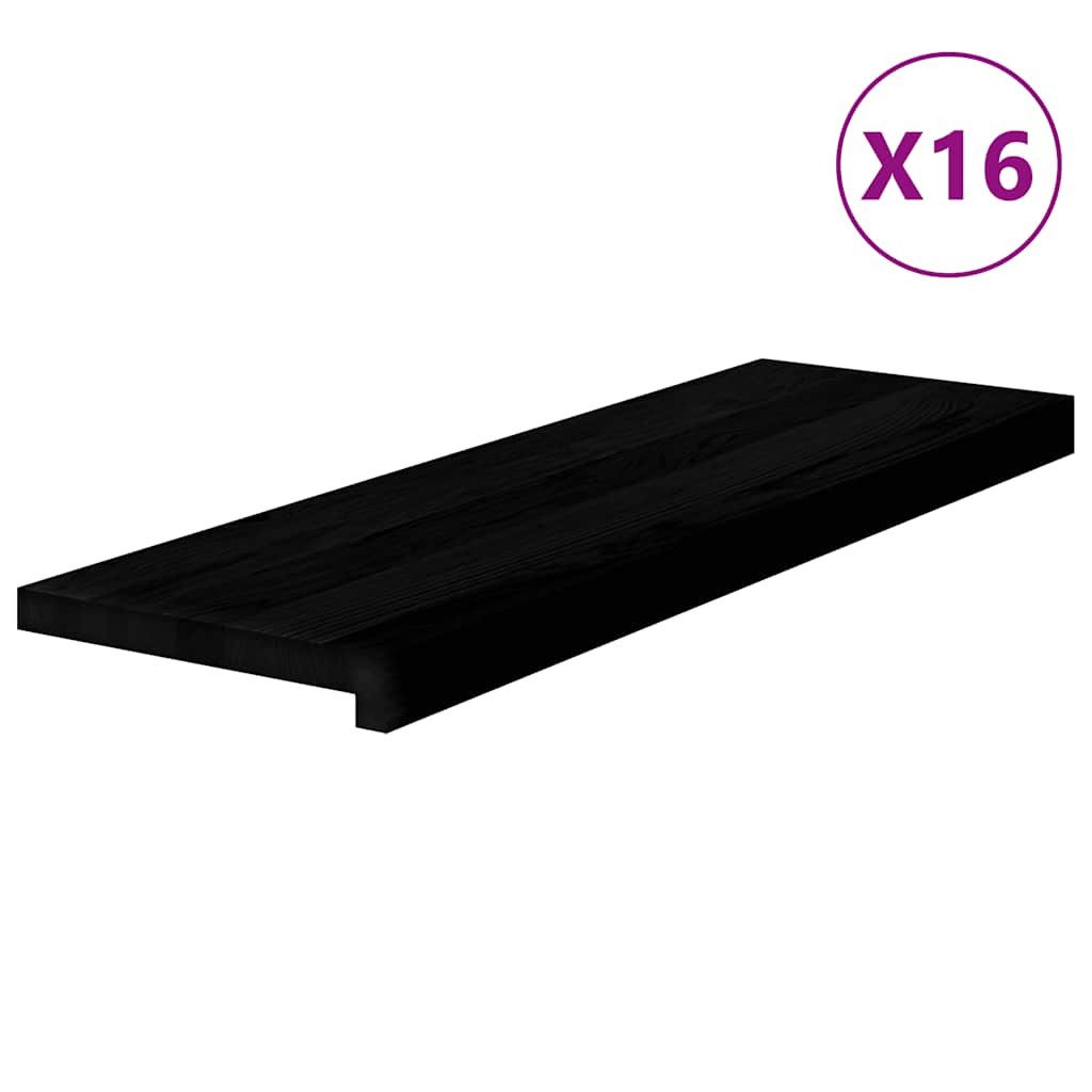 vidaXL Stufenmatte Treppenstufen 16 Stk Dunkelbraun 80x30x2 cm Massivholz Eiche