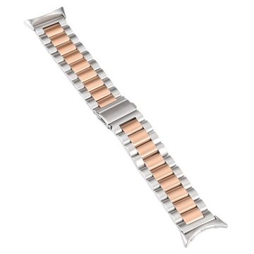 Wigento Smartwatch-Armband Für Google Pixel Watch 1 + 2 Stahl Metall Armband Rose Gold / Silber