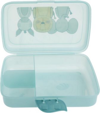 Centi Frischhaltedose 2er Set Brotdose Kinder mit Fächern und Clickverschluss, Kunststoff, (21cm x 16xcm x 7xm), Bento Box Kinder Brotzeitbox Weiß/Mint