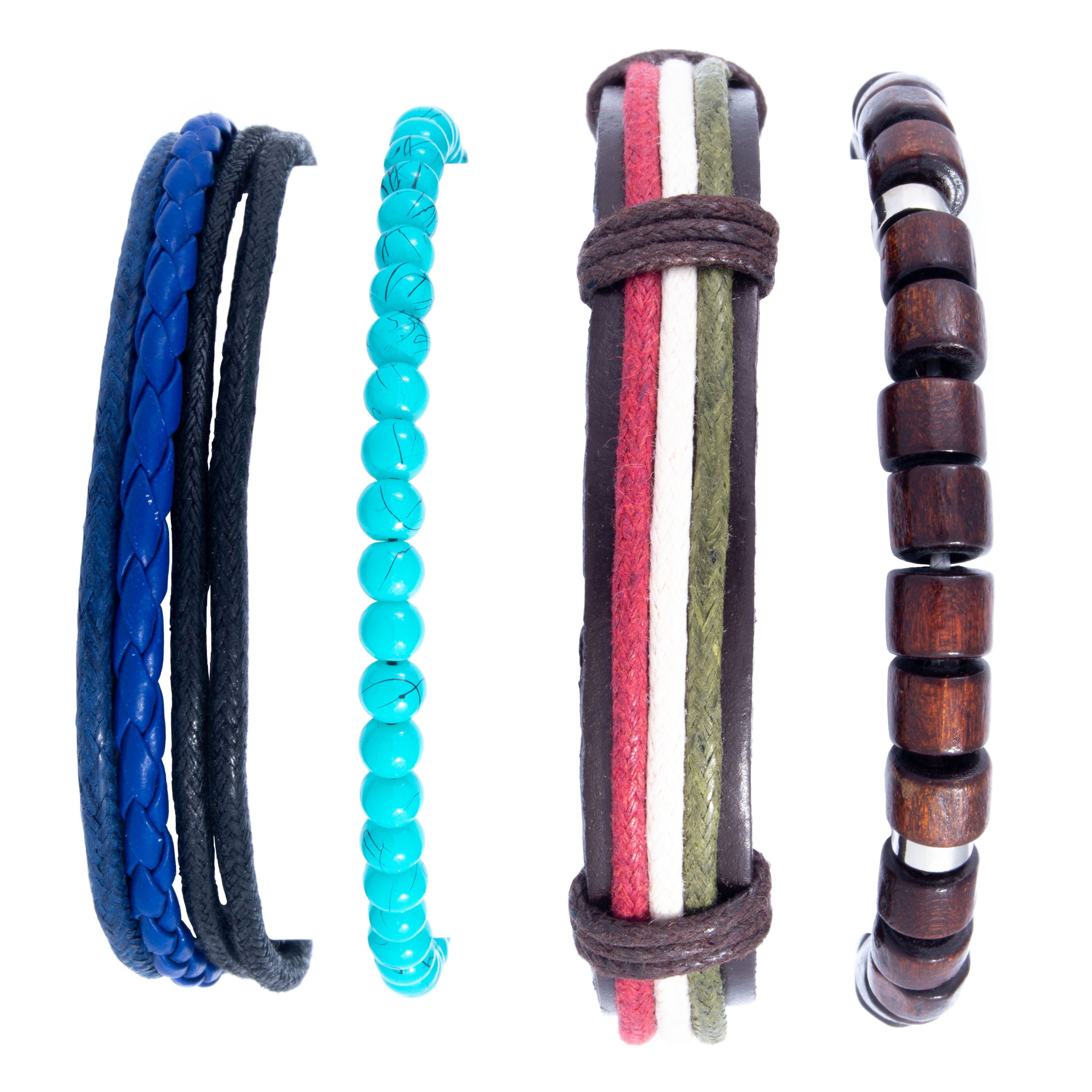 ELANOX Armband Lederarmband Surferarmband mit Holzperlen Ökoleder Herren Frauen Damen