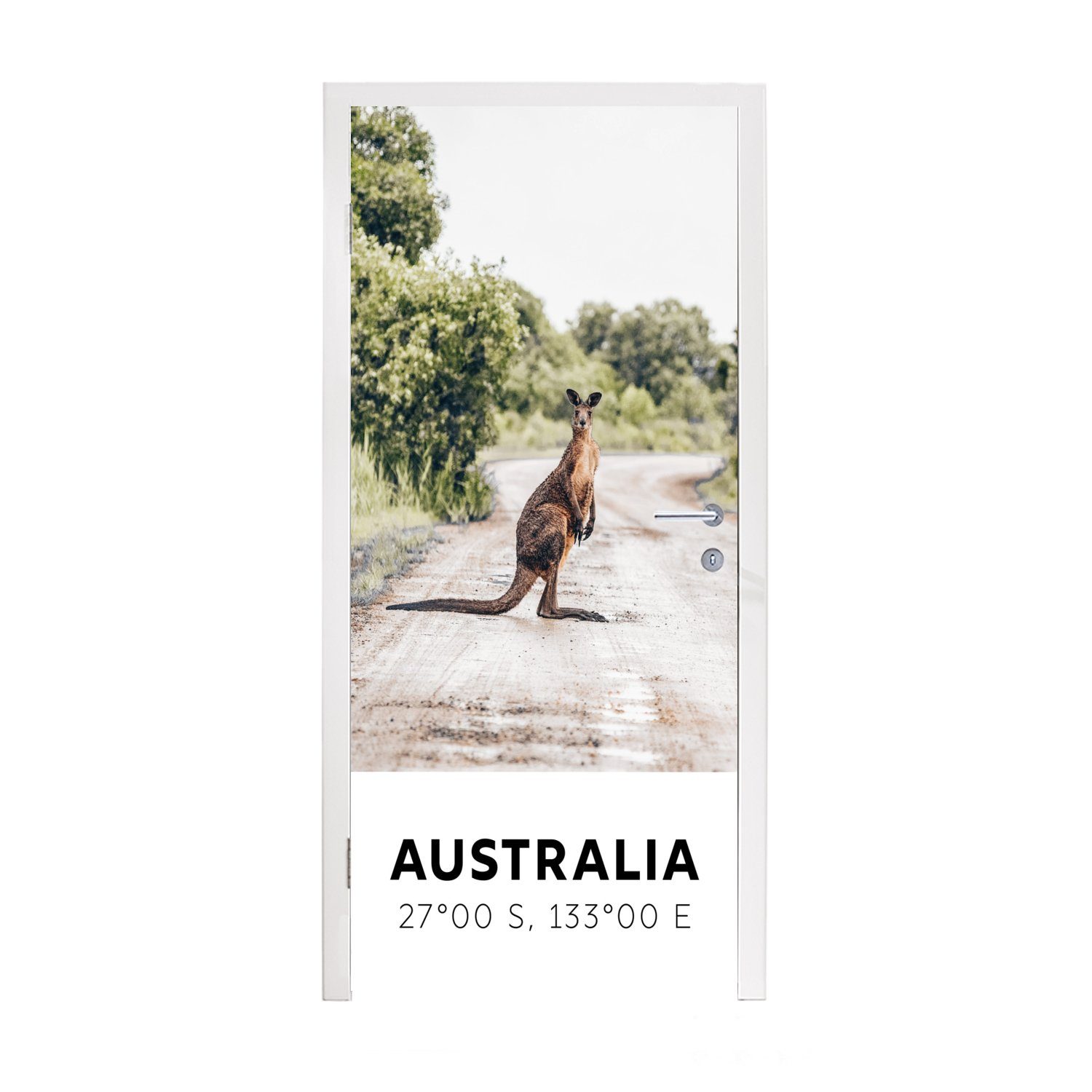 MuchoWow Türtapete Känguru - Australien - Tiere, Matt, bedruckt, (1 St), Fototapete für Tür, Türaufkleber, 75x205 cm