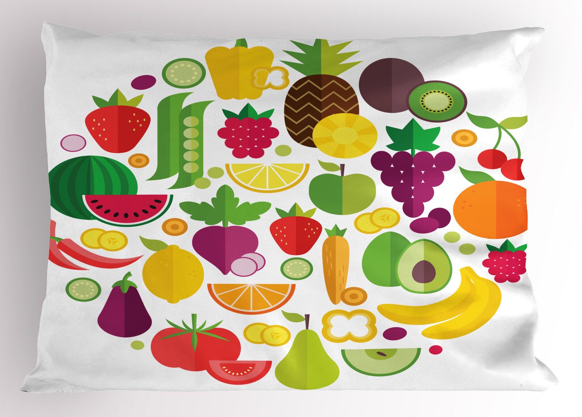 Kissenbezüge Dekorativer Standard Size Gedruckter Abakuhaus Kopfkissenbezug, Entwurf (1 Gemüse Stück), Obst Gesund und