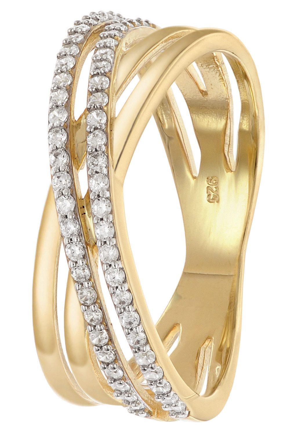 trendor Silberring Damenring 925 Silber Vergoldet Zirkonia- günstig online kaufen