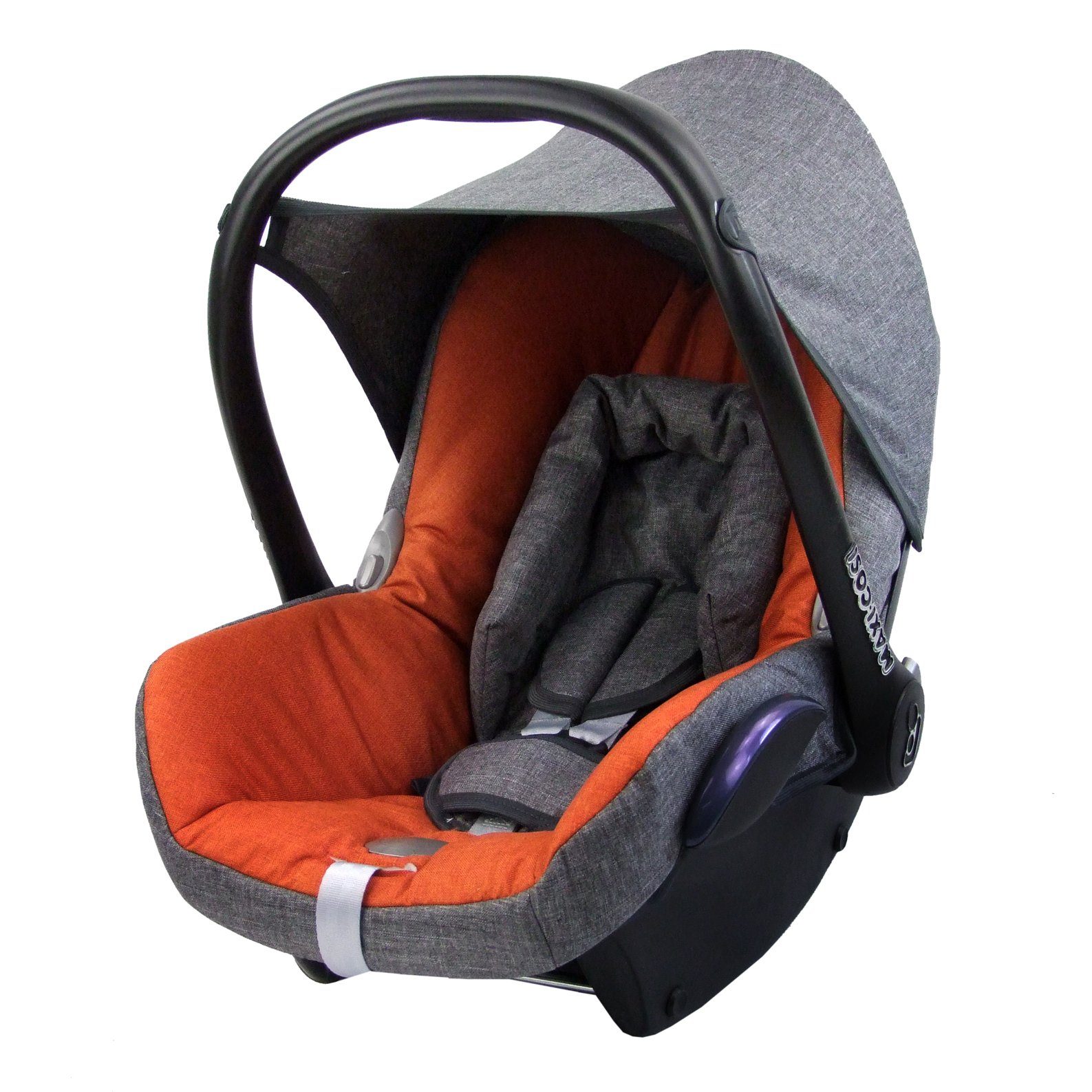 BambiniWelt by Rafael K. Babyschale Ersatzbezug kompatibel mit Maxi Cosi Cabrio Fix Babyschale 6-tlg, ab: 0+, bis: 14 Monate meliert grau/orange