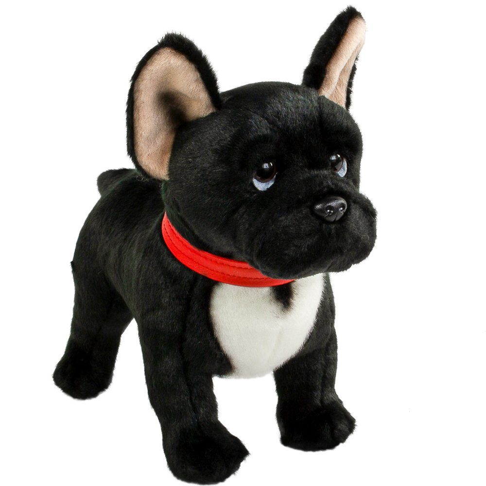 Teddys Rothenburg Kuscheltier Hund Französische Bulldogge schwarz 30 cm  stehend mit Halsband