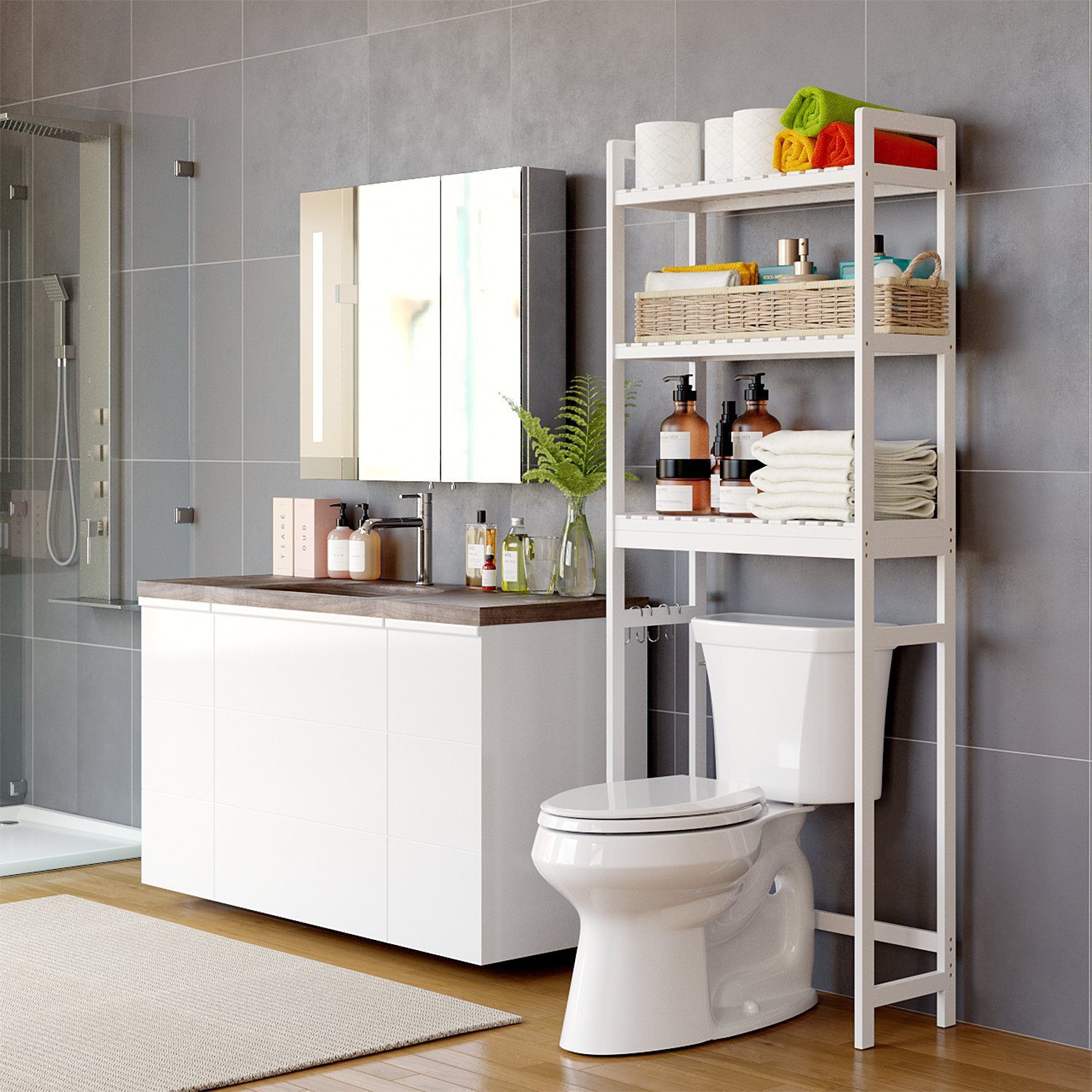 Homfa Badregal, Toilettenregal aus Bambus Standregal, Badezimmerregal 163cm günstig online kaufen
