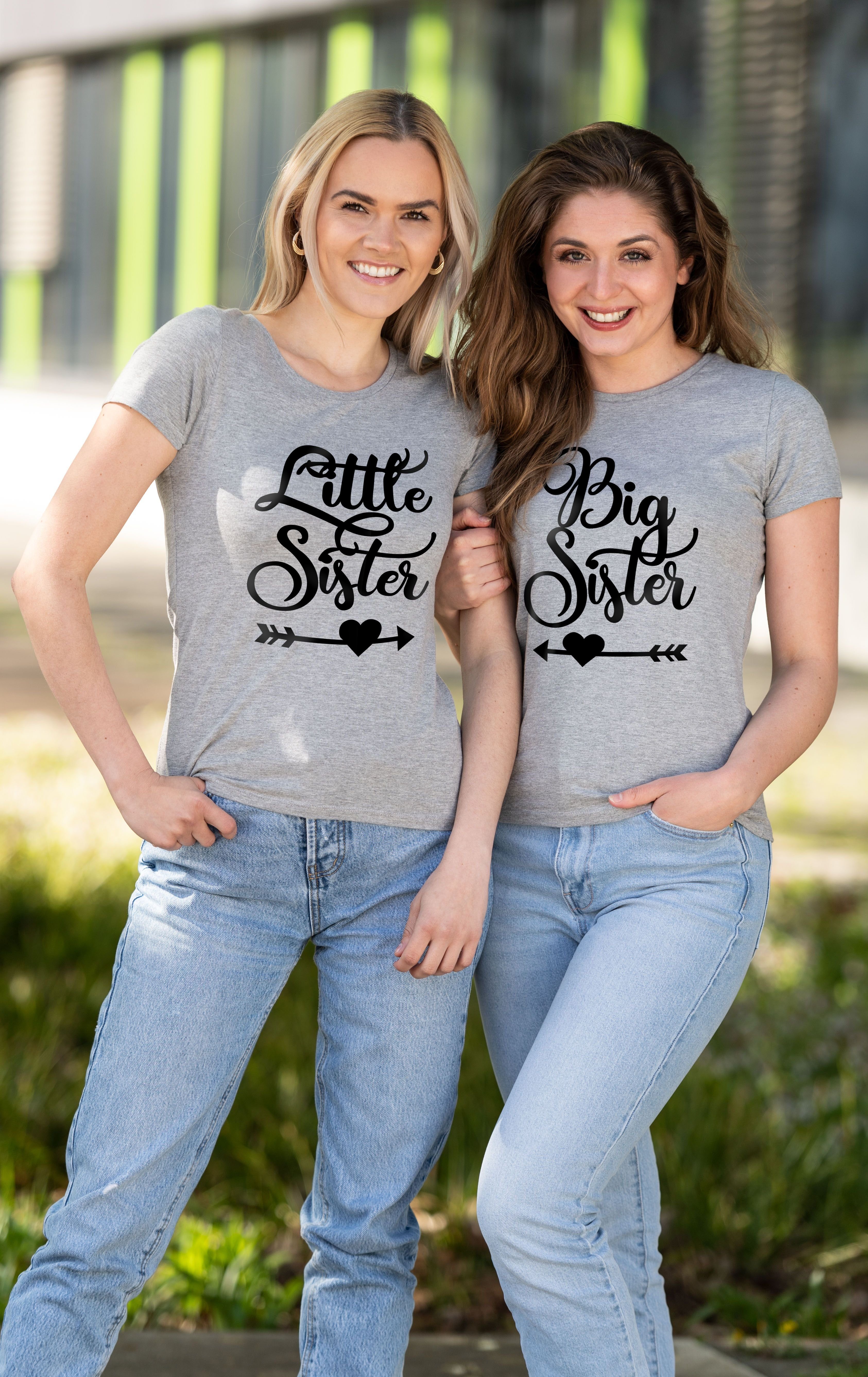 Couples Shop T-Shirt Big Sister & Little Sister T-Shirt mit lustigem Spruch Print