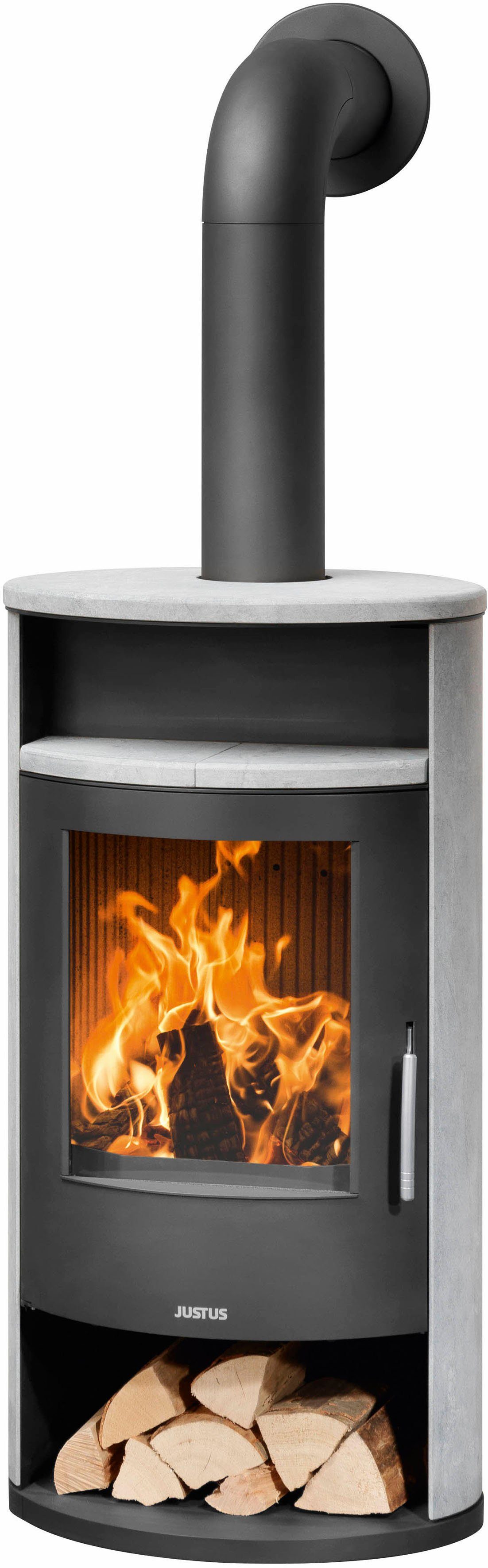 JUSTUS Kaminofen Island 7, 6,5 kW, Zeitbrand, Rohranschluss oben und