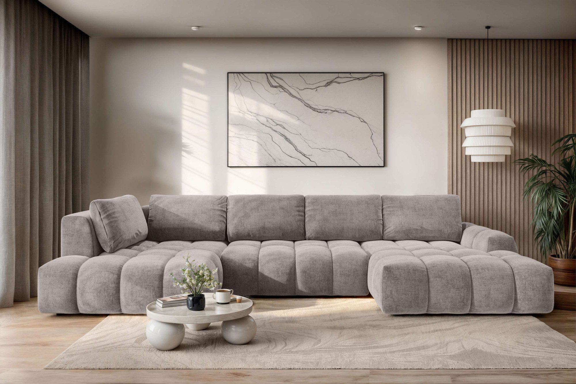 OTTO home Wohnlandschaft AZITA U-Form, Breite 363 cm - OTTO. Verlässliche Qualität., wahlweise als Schlafsofa mit Bettkasten, Bubble-Optik