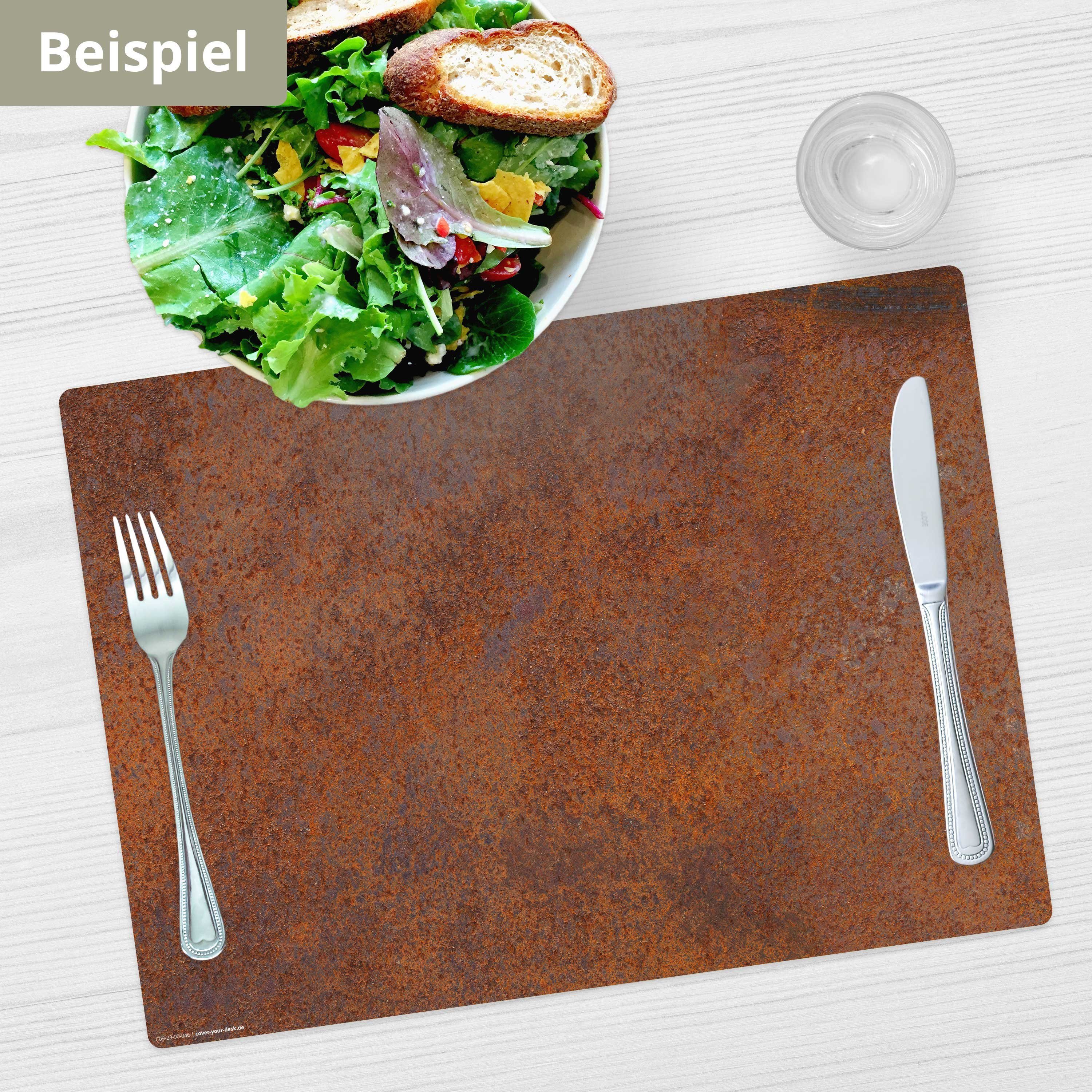 Tischsetmacher Platzset Tischset,  Platzset abwaschbar - Stahlplatte Rost Optik, (aus erstklassigem Vinyl, 4-St., 44 x 32 cm / rot-braun), Made in Germany