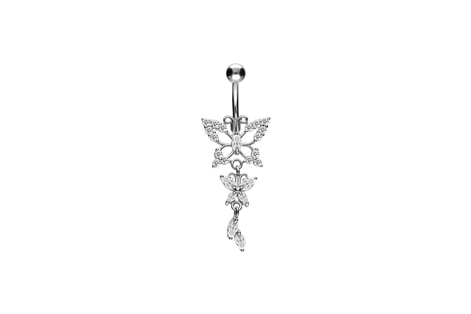 PIERCINGLINE Bauchnabelpiercing Titan Bananabell mit 925er Silber-Design SCHMETTERLING (Bananabells, 1-tlg)