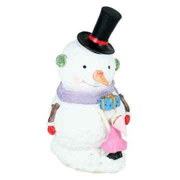 colourliving Weihnachtsfigur Schneemann Figur mit Püppchen Weihnachtsfiguren, Handbemalt, auch als Fensterdeko geeignet, Weihnachtsdeko