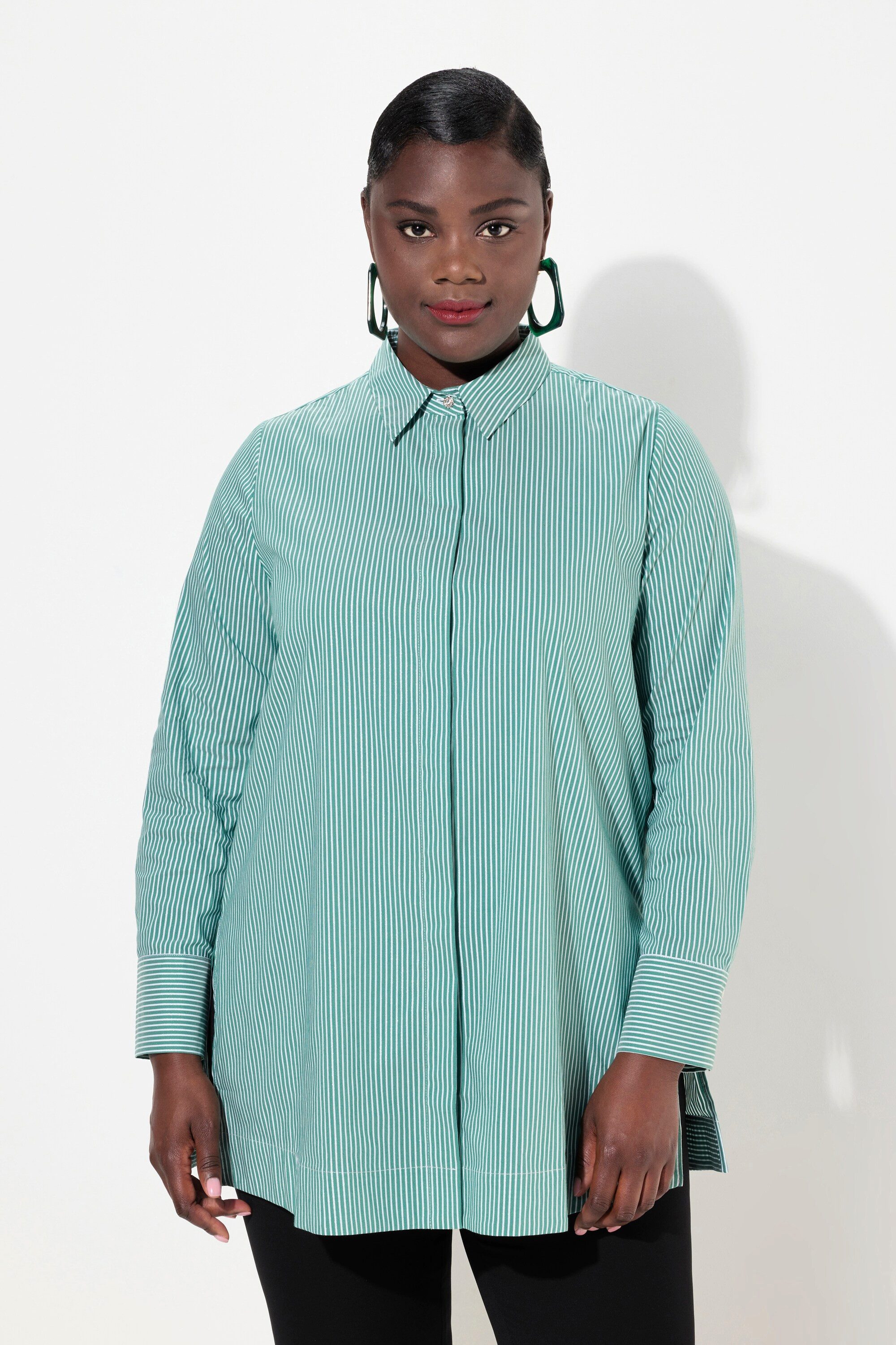 Hemdbluse Hemdbluse Streifen Hemdkragen Langarm