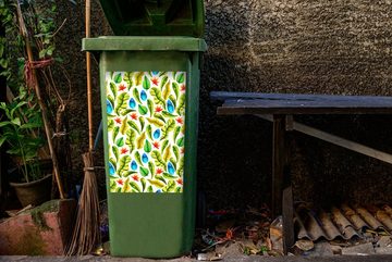 MuchoWow Wandsticker Dschungel - Gestaltung - Blätter (1 St), Mülleimer-aufkleber, Mülltonne, Sticker, Container, Abfalbehälter