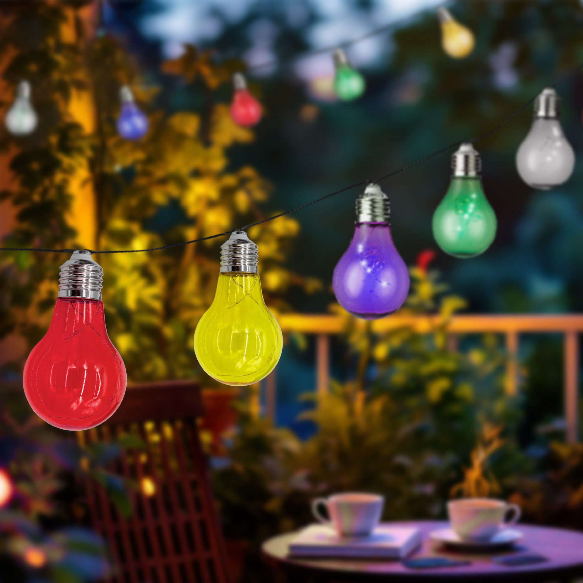 Spetebo LED-Lichterkette Solar Lichterkette mit 10 bunten LED Glühbirnen - günstig online kaufen